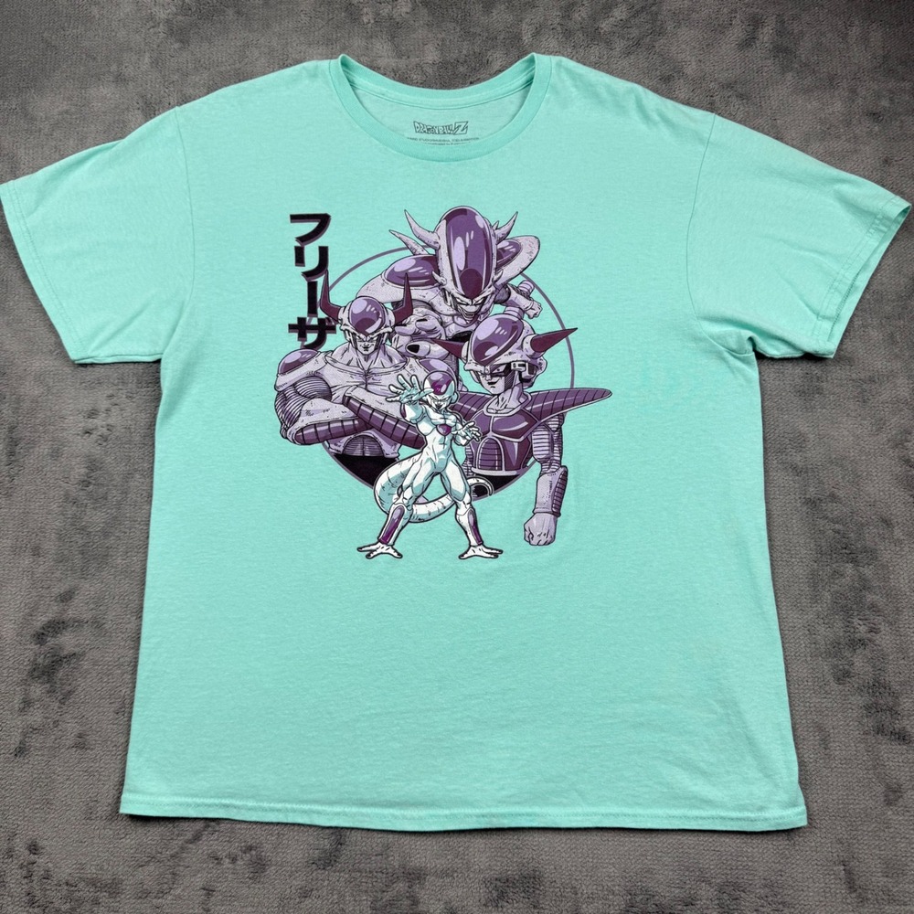 Dragon Ball Z Frieza Forms Graphic T-Shirt Mens Large Mint Green Anime Tee